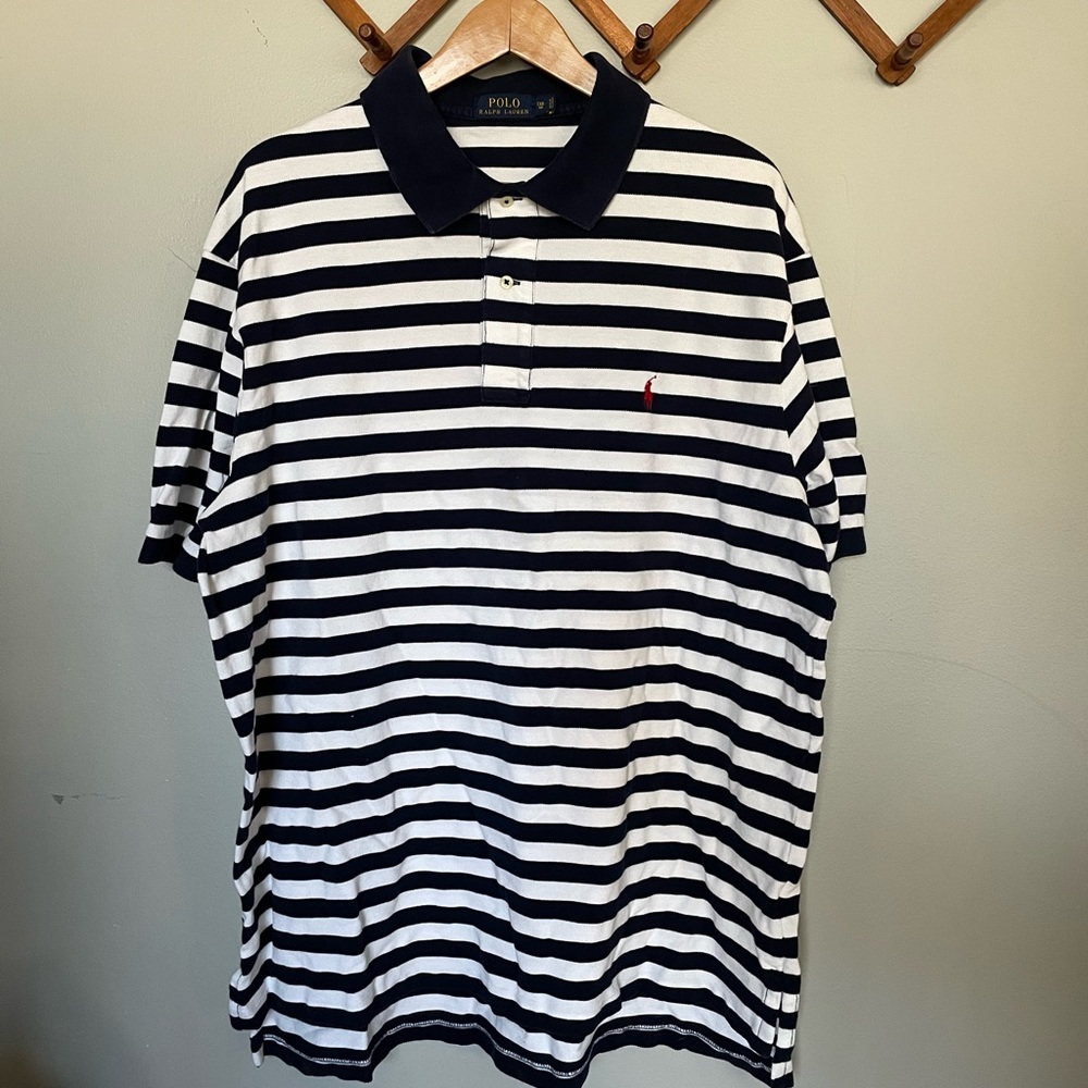 3/$25! Ralph Lauren Navy and White Stripe Polo